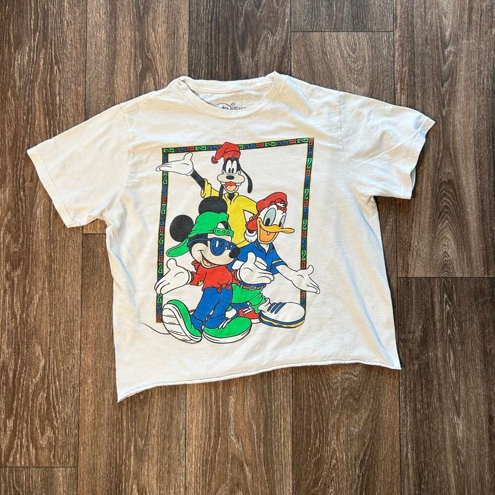 Vintage Disney Mickey Donald Goofy Cropped Tee  Disneyland fit